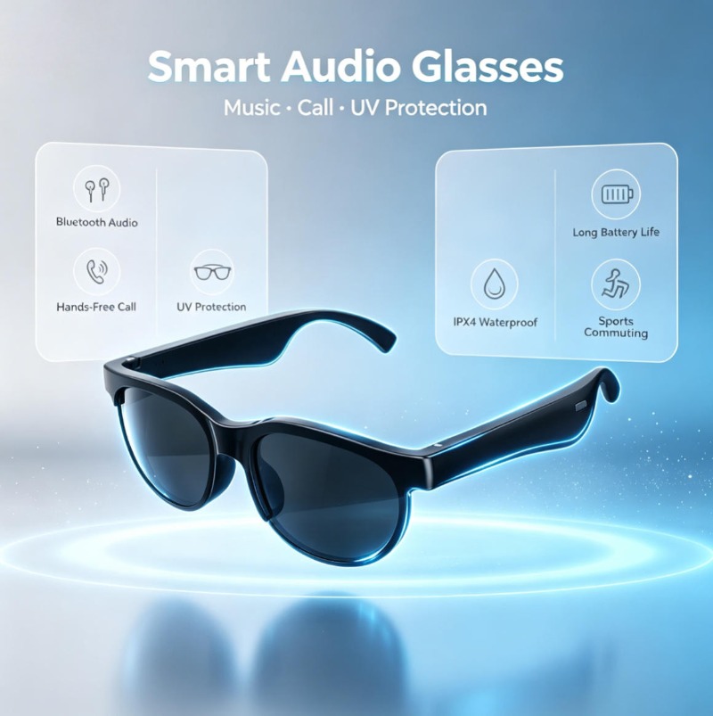 Smart Glasses Lens - Smart Audio Sunglasses Bluetooth Hands‑Free Call
