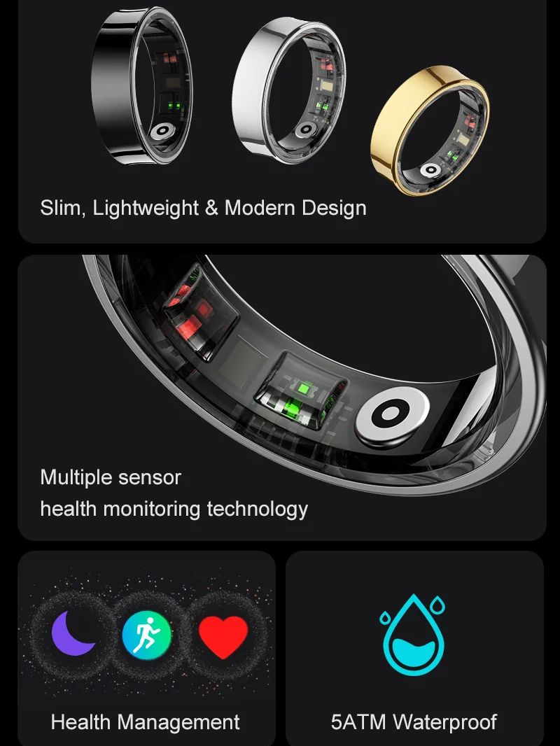 R09 Smart Ring 5ATM Waterproof - Temperature Ring Skin review and price
